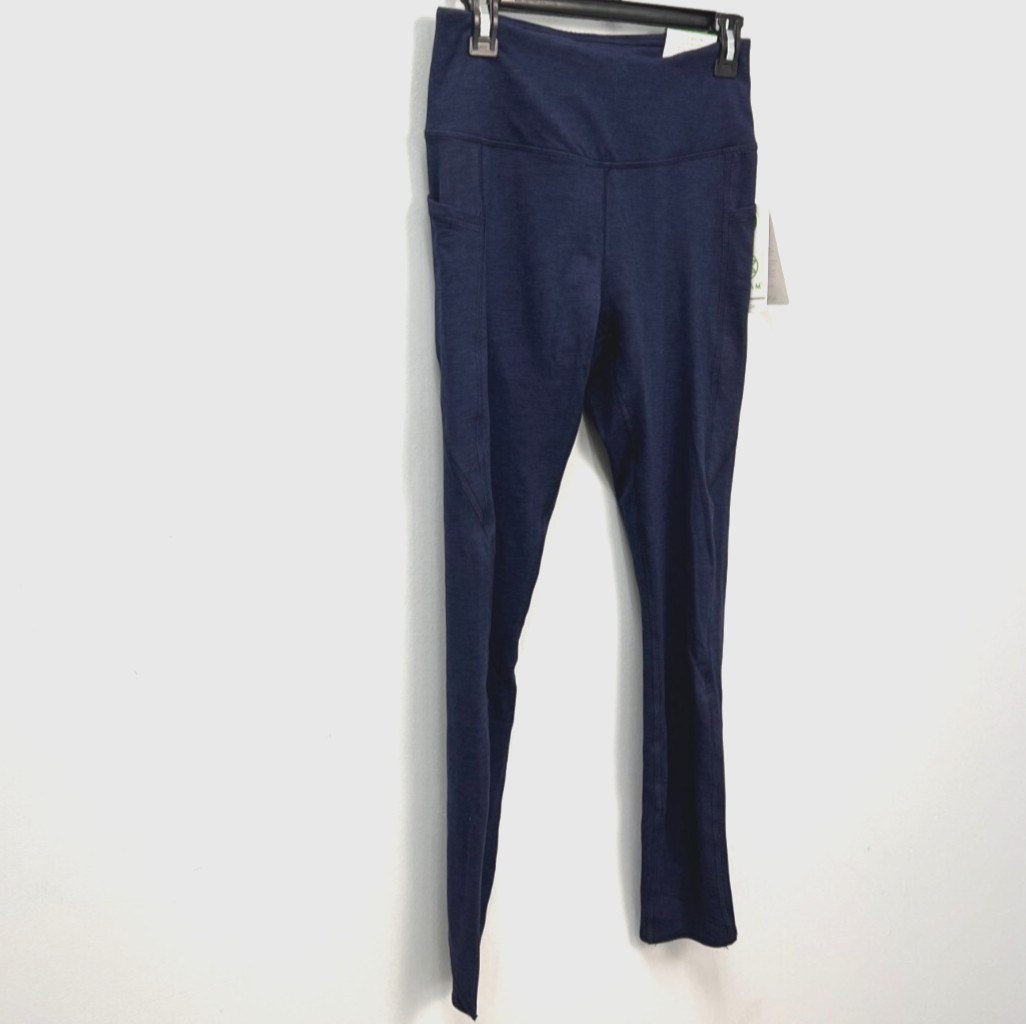 Gaiam Blue Heather Petal Marled Yoga Legging Women's Size Small w/Side Pockets
