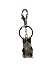 Rhinestone Bling Key Chain Fob Phone Purse Charm French Bull Dog Puppy Dog Silve