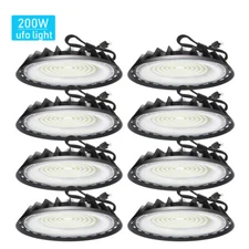 8Pcs UFO Led High Bay Light 200W Commercial Industrial Warehouse Light Fixtures
