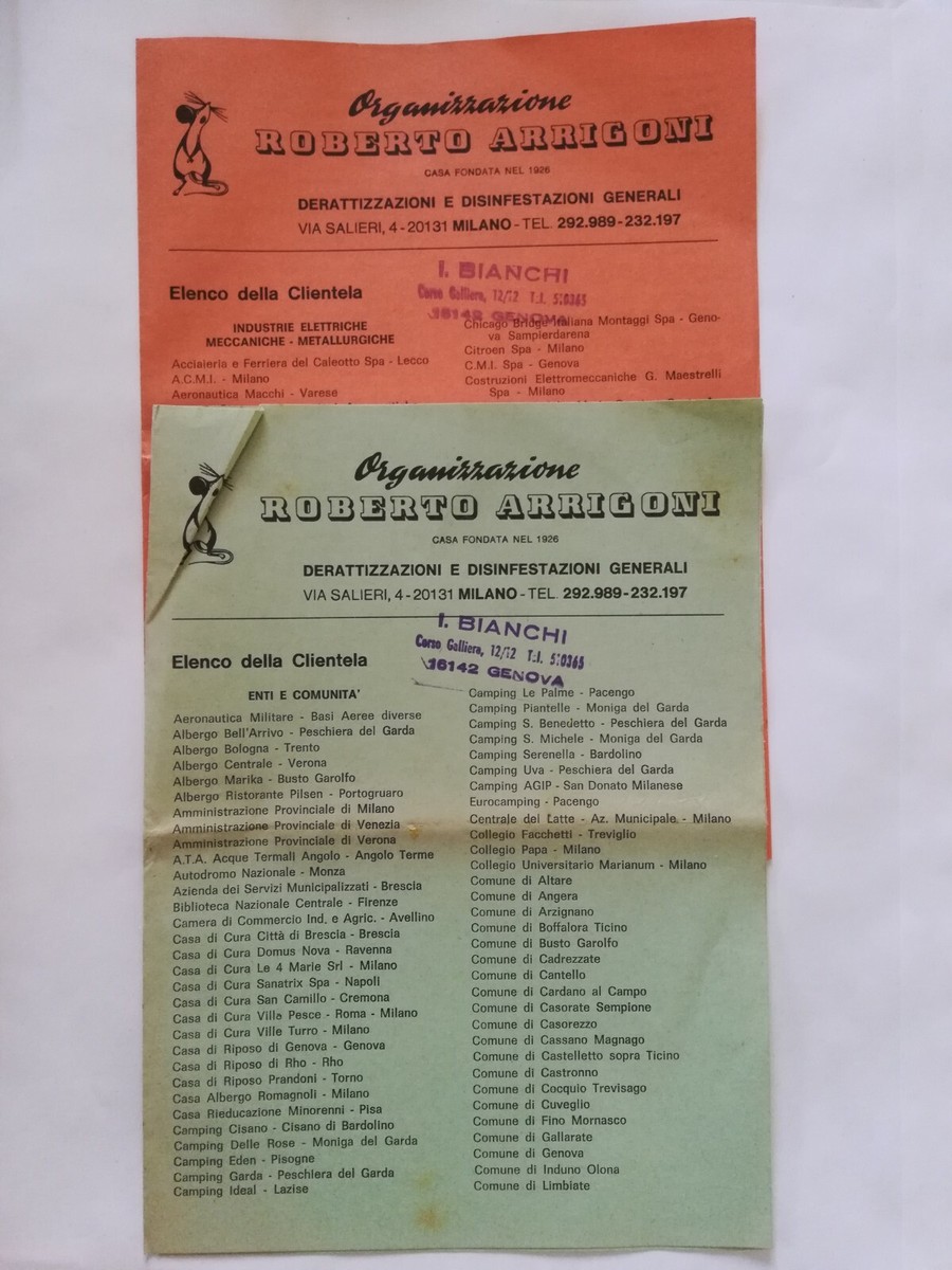 Brochure Depliant Ditta Arrigoni Disinfestazioni Defender Insetti