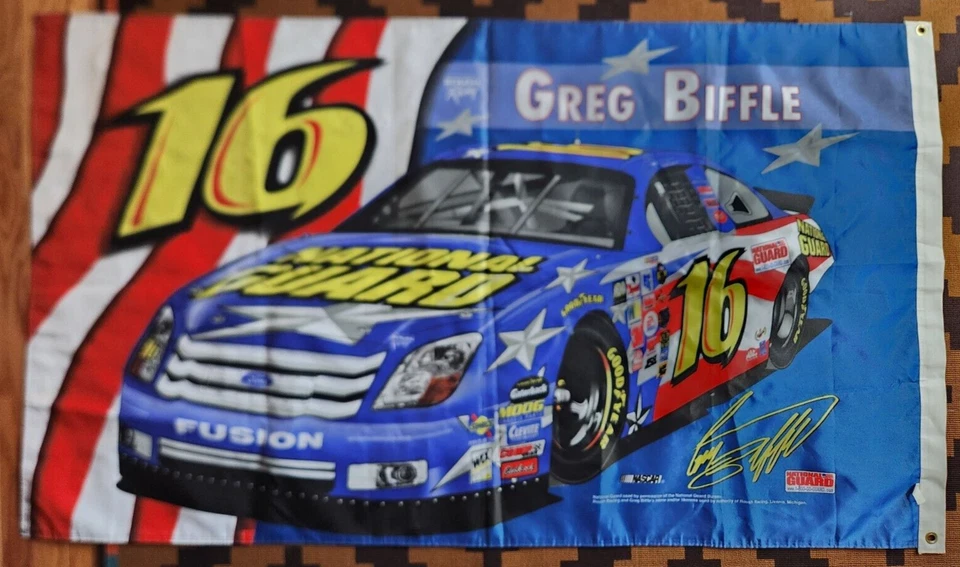 Greg Biffle # 16 NATIONAL GUARD DOUBLE SIDED 3 x 5 FLAG - Image 2 of 2
