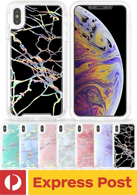 iPhone X/ XS ShockProof Marble Holographic Iridescent Slim - Main Image