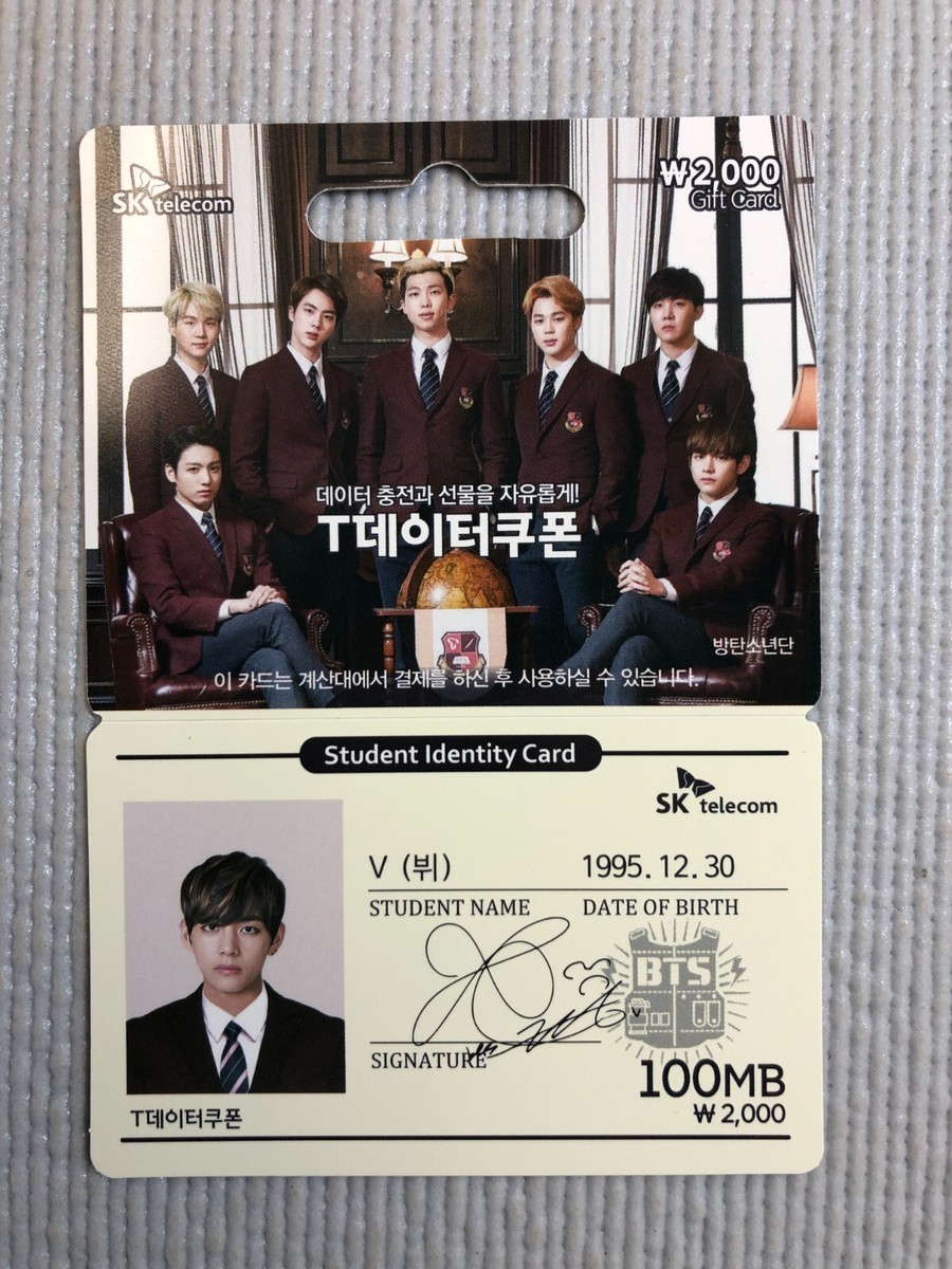 BTS SKT SK Telecom Official Data Coupon Card/Student Card