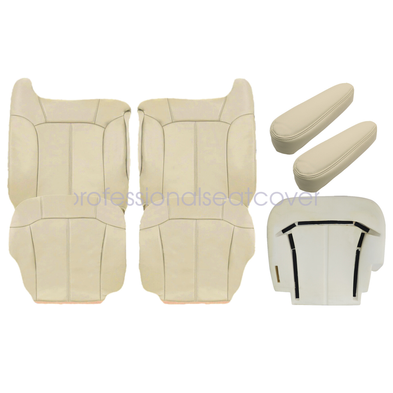 Both Side Bottom & Top Tan Leather Seat Cover With Foam For 00-02 Chevy Suburban