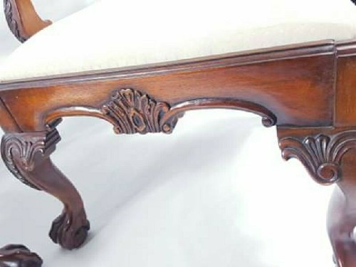 RARE PAIR OF MID 20TH CENTURY STYLE CARVED MAHOGANY ARMCHAIRS FREE UK DELIVERY - Picture 9 of 12