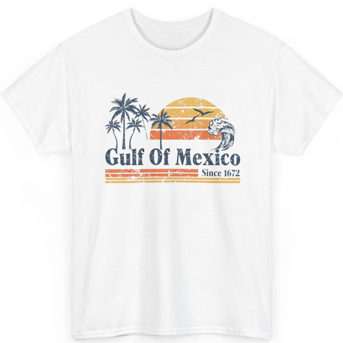 Gulf Of Mexico Retro Colors Present Gift Relaxed Unisex T-Shirt - Picture 2 of 22