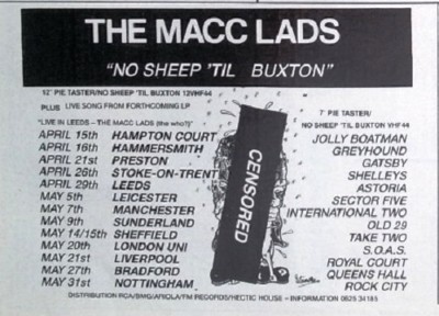 MACC LADS 'No Sheep' tour dates UK mini Press ADVERT 5x3 inches
