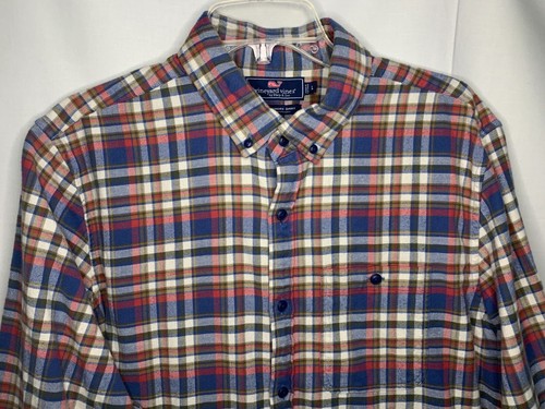 Vineyard Vines by Shep & Ian Slim Longshore Shirt Plaid Flannel Button up Large - Picture 2 of 9