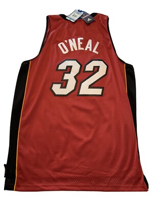 New Shaquille O'Neal Miami Heat Mens Size XL Adidas Red Swingman