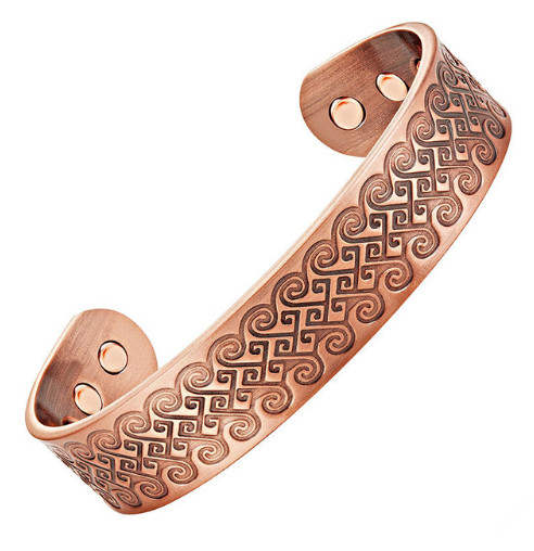 Bracelet magnétique en cuivre Mystère, jonc haut de gamme aux finitions ciselées