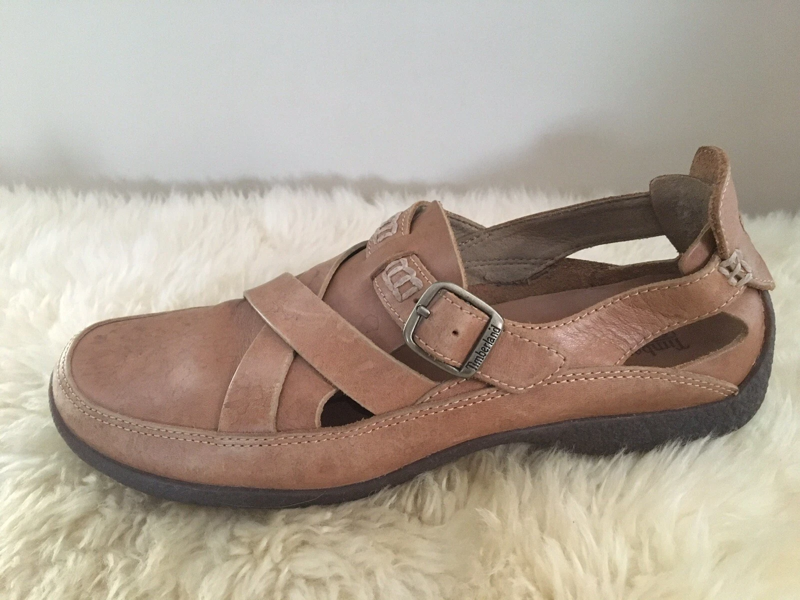 Timberland Smart Comfort System Brown Leather Driving Shoes Sandals Women's 7M