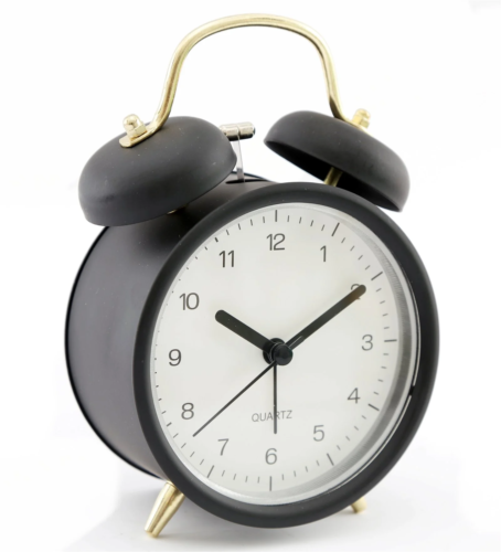 Reloj despertador de metal negro y dorado - Imagen 1 de 3