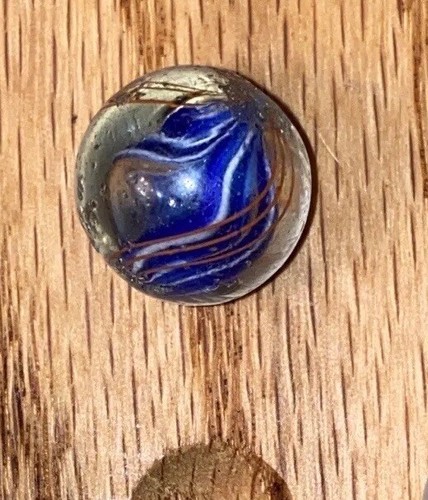 German Handmade  Swirl PontiL Marble Antique Blue Divided Core 17mm - Picture 1 of 20