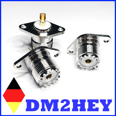 DE - PL UHF / SO239 PTFE Einbaubuchse Flanschmontage 2 Loch Lötversion female