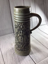 Vintage Stein Gerz Germany Beer Knight Brown Tan Pottery No Lid