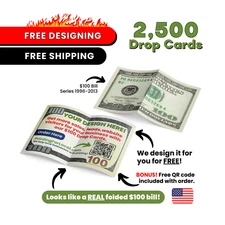 2500 Money Drop Cards Printed, Marketing Cards, Business Cards Printed, Flyers