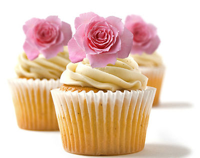 24 Edible Rice Paper Cup Cake Topper, decorations - Rose | eBay UK