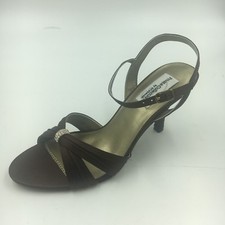 Dyeables Womens Natalie Sandal Heel Chocolate Satin Private Collection