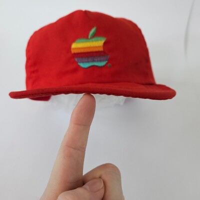 Vintage Apple Hat Mac Macintosh Computers Red Trucker