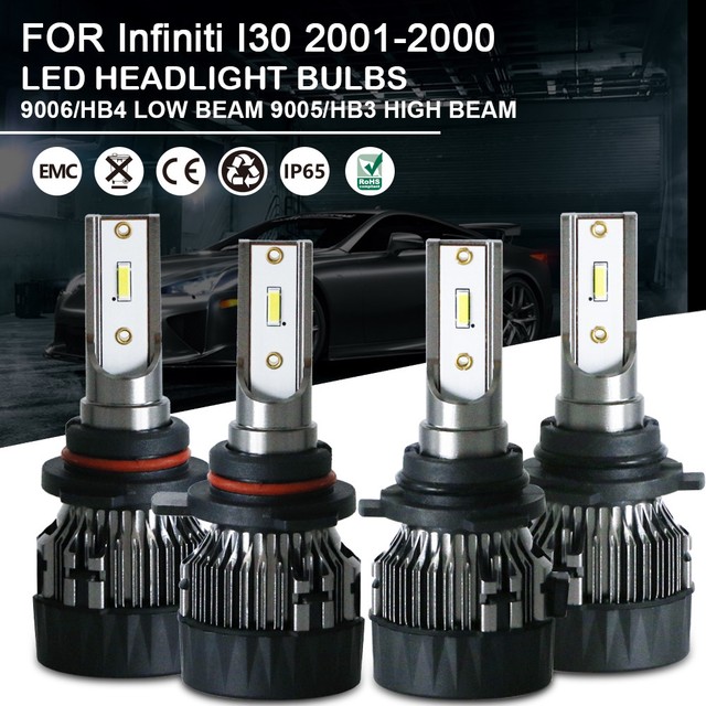 4p High & Low Beam LED Headlight Bulbs Kit 9005 9006 For Infiniti I30
