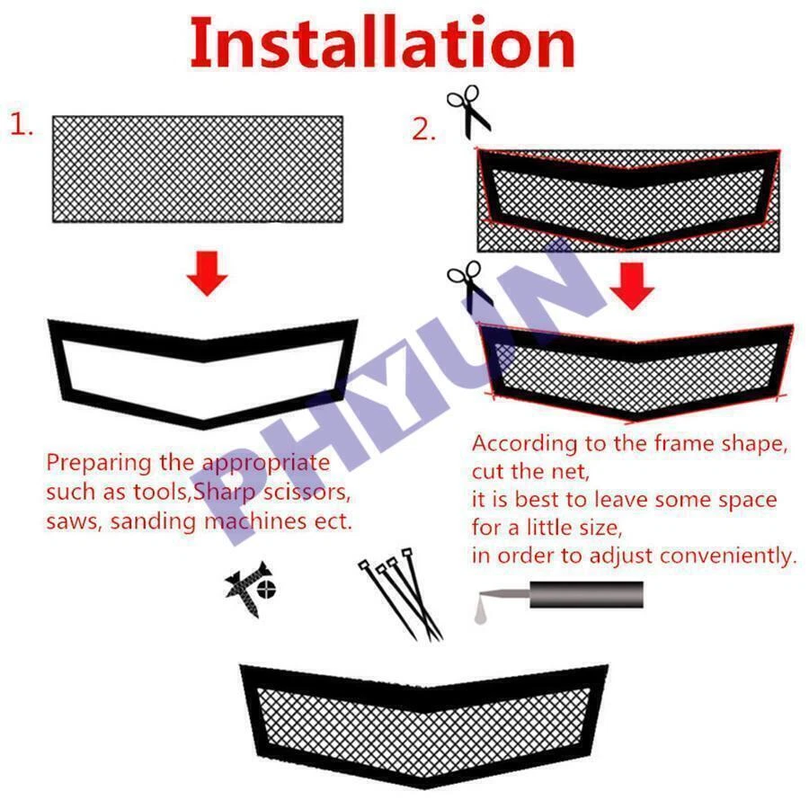 Car Front Bumper Grilles Grill Vent Diamond Mesh Net rhombus style Universal - Image 4 of 4