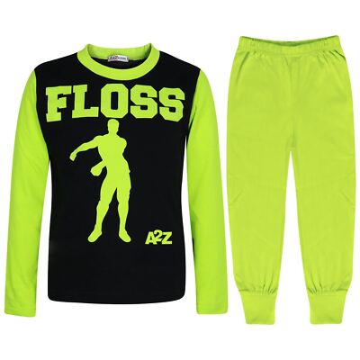 Kinder Jungen Mädchen Schlafanzug Limette Trendy Zahnseide A2Z Print Weihnachten Loungewear Outfit Sets