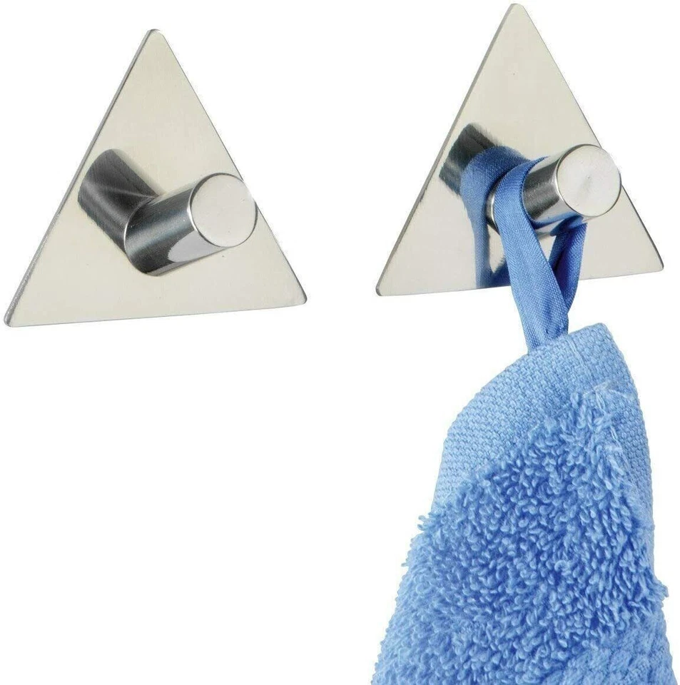 Wenko 2 Gancio  Adesivo bagno Ganci Triangoli in acciaio Inox cromato Lucido - Immagine 4 di 4