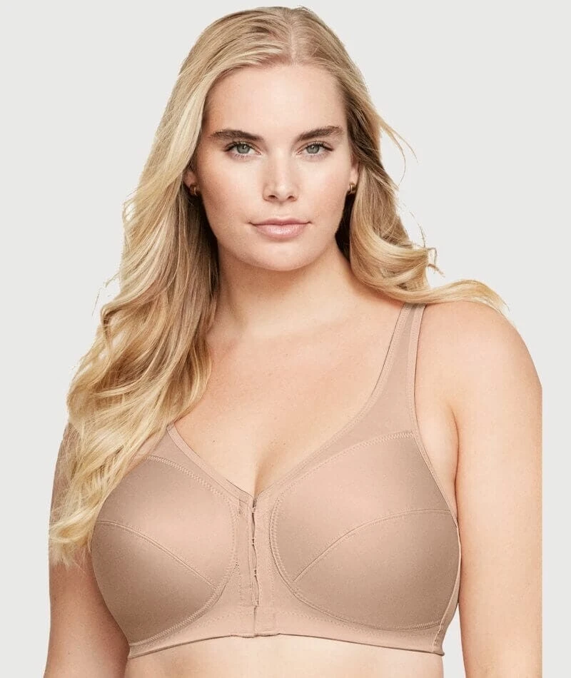 Glamorise MagicLift Front-Closure Wire-free Posture Back Cafe Bra 38DD