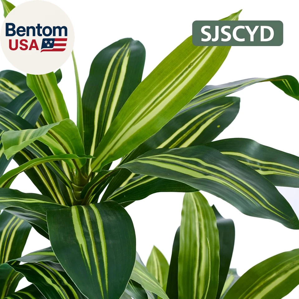 Dracaena Plantas Artificiales Interior, Árbol de Imitación de 5 Pies de Alto con Maceta Blanca Alta, F Foto 2 de 4