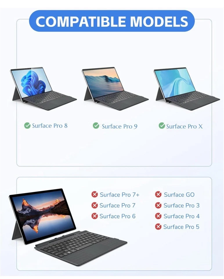 Cubierta Tipo Yoidesu para Pro Generación 8 9 X, Teclado Portátil Delgado Bluetooth Foto 2 de 4