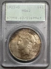 1922-D  PEACE DOLLAR  PCGS  MS62  OLD RATTLER HOLDER