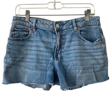 AMERICAN EAGLE Cut Off Denim Jean Shorts Light Blue Wash Size 4 Summer Coastal