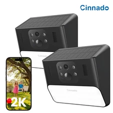 2Pack Cinnado Solar Security Camera Wireless Outdoor Human Detection Waterproof