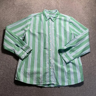 Primark Knopfleiste Herren Medium grün gestreift 100% Baumwolle Freizeithemd