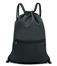 Drawstring Backpack Bag Sport Gym Sackpack Ablack