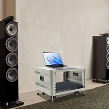 6U Audio Studio Rack with Caster Wheels DJ Rolling Server Shelf Open Cabinet