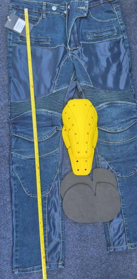 Pantalones de mezclilla de moto para hombre Pantalones de moto blindados protectores de carga M/30 azul Foto 2 de 4