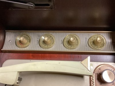 RCA Victor 1958 Model SHP-9 Cherry Wood Record Player & Speaker