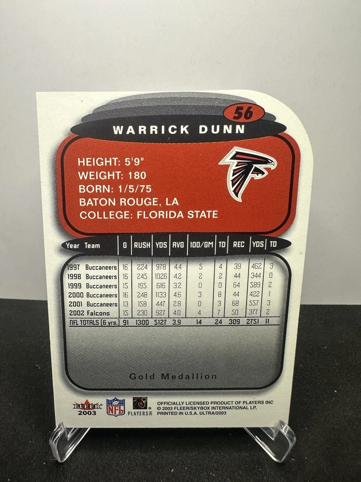 2003 Fleer Ultra Gold Medallion Warrick Dunn #56 - Image 2 of 2