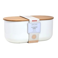Bread Bin 7.5L White Coated Steel Airtight w/ Customised Labels Storage Canister
