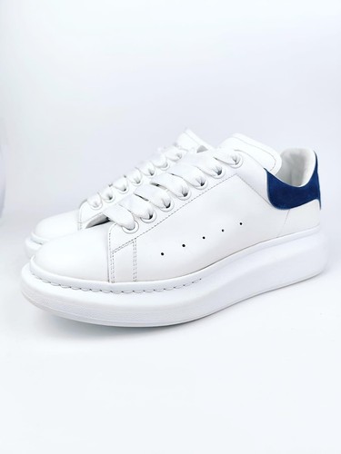 Alexander McQueen Oversized White Paris Blue Sneakers Usate EU 40 UK 7.5 US 10.5 - Foto 3 di 12