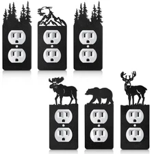 6 Pcs Metal Bear Light Switch Cover Plate Moose Tree Mountain Elk Forest Outl...