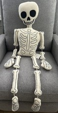 New Pottery Barn Mr Bones Skeleton Shaped Pillow Halloween Fall Nwt