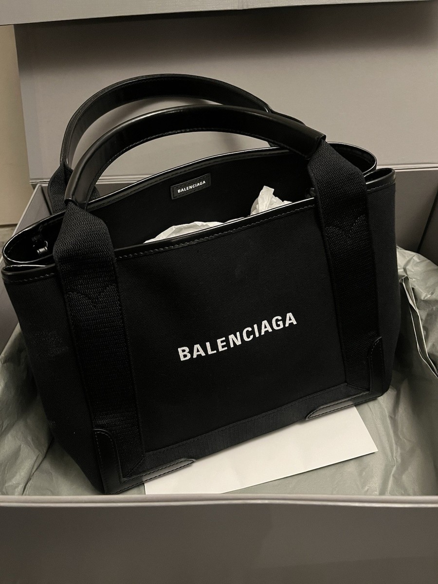 Balenciaga Navy Cabas Shoulder Bag Small Black Canvas
