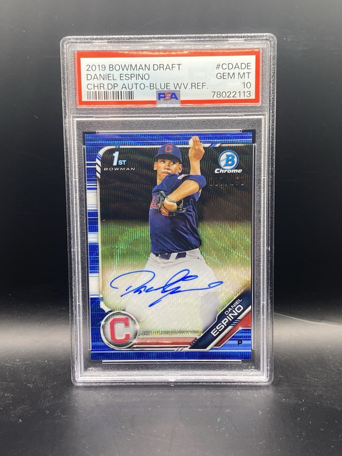 2019 Bowman Chrome Daniel Espino Blue Wave Refractor Auto #/150 PSA 10 GEM MINT