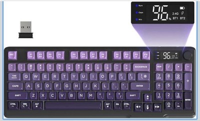 FREEWOLF M96 Wireless Gaming Folientastatur, Regler Steuerung Purple Gradient