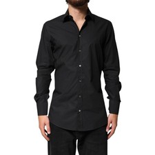 DOLCE & GABBANA Shirt Black GOLD Cotton Men Dress Formal 39/US15.5/S RRP 500usd