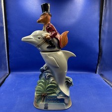 Vintage Jim Beam 1980 South Florida Miami Fox Riding A Dolphin Liquor Decanter
