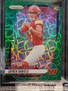2024 PANINI PRIZM GREEN SCOPE #347 JAYDEN DANIELS ROOKIE 26/75 BGS 9 W/ Subs 9.5