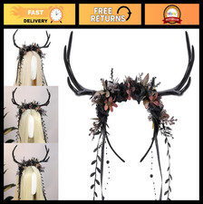 Floral Reindeer Headband for Women - Woodland Antler Hairband for Cosplay  Fest